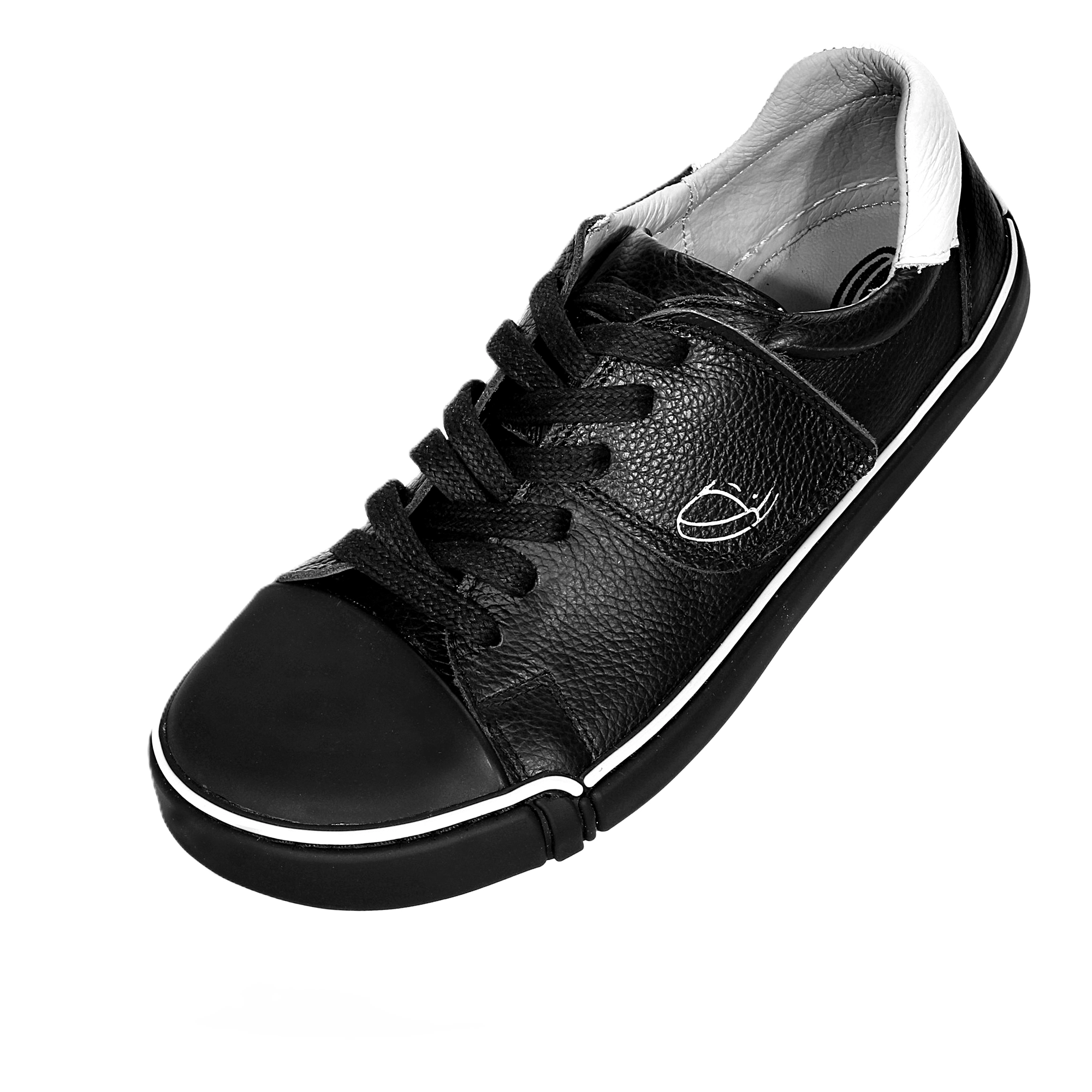 Skórzane trampki treeps low typu barefoot black white 4