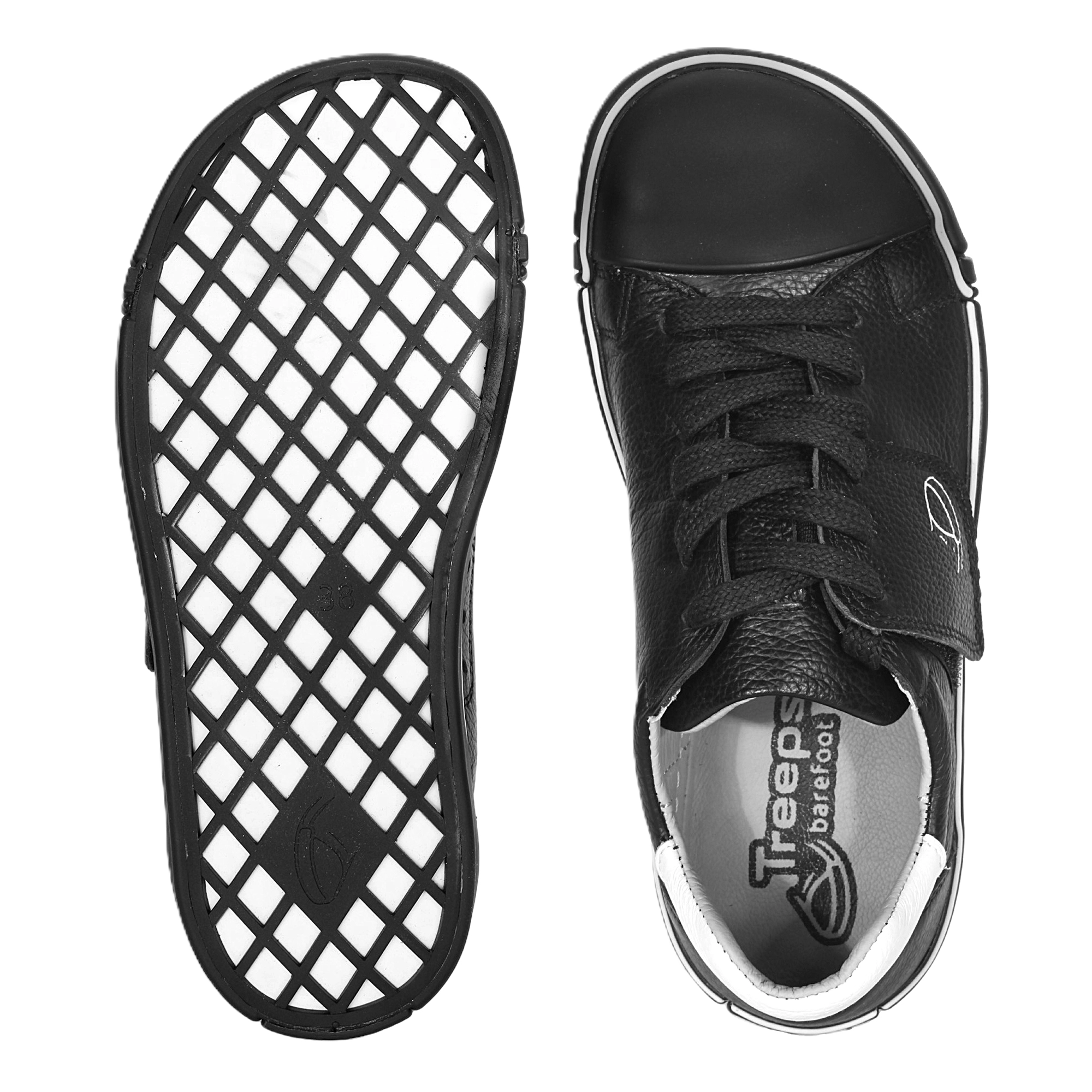 Skórzane trampki treeps low typu barefoot black white 5